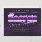 Carte George Nom Prénom lila retro (Devant)