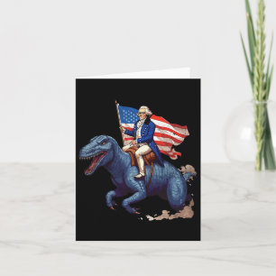 Carte George Washington drôle chevauchant un Tyrannosaur