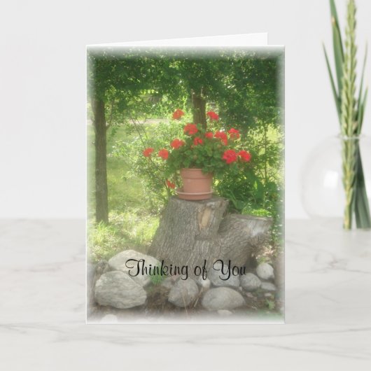 carte géranium1, Pensez à vous (Devant)