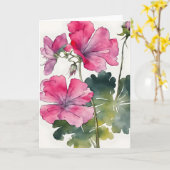 Carte Géranium - Fleurs aquarelle (Fleur jaune)