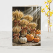 Carte Géraniums de Thanksgiving dans une grange avec des (Fleur jaune)