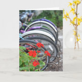 Carte Geraniums et vélos Salutation (Fleur jaune)