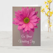 Carte Gerber Rose Daisy dans Vase Wedding Day (Fleur jaune)