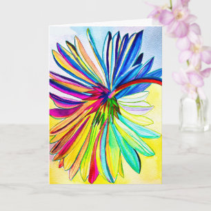 Carte Gerbera arc-en-ciel fleur colorée