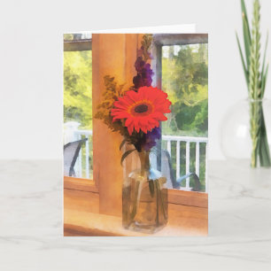 Carte Gerbera Daisy par fenêtre de cuisine