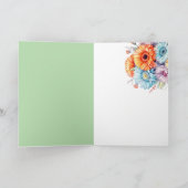 Carte Gerbera flowers happy birthday blank green (Intérieur)