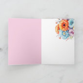 Carte Gerbera flowers happy birthday blank pink (Intérieur)