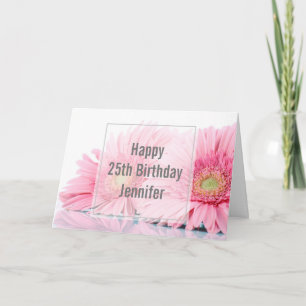 Carte Gerbera Rose Daisies Élégante Photo Anniversaire