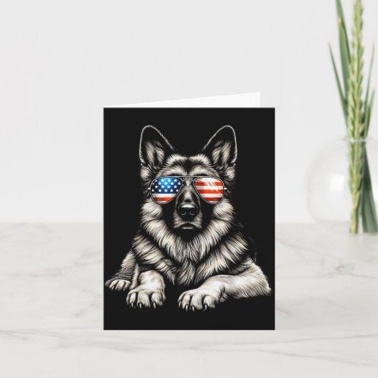 Carte German Shepherd American Flag Sungles Patriotic (Devant)