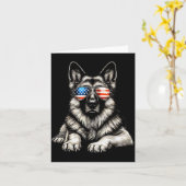 Carte German Shepherd American Flag Sungles Patriotic (Fleur jaune)