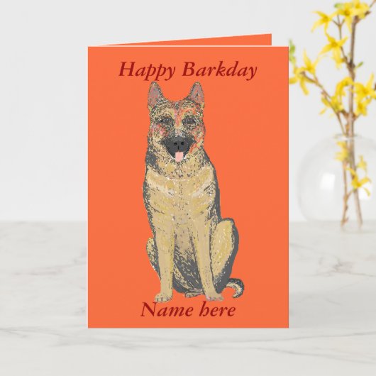 Carte German Shepherd Birthday Card ajouter le nom perso (Fleur jaune)
