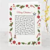 Carte German Shepherd Dog Christmas Maze Puzzle Holiday (Fleur jaune)
