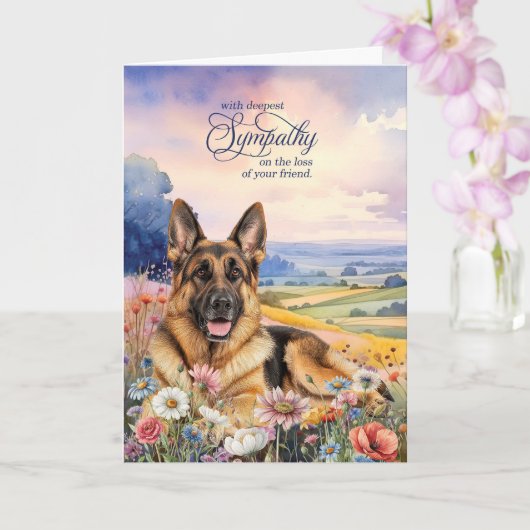 Carte German Shepherd Dog with Wildflowers Pet Sympathy (Orchidée)