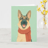 Carte German Shepherd Holiday Greeting (Fleur jaune)