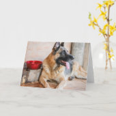 Carte German Shepherd Resting (Fleur jaune)