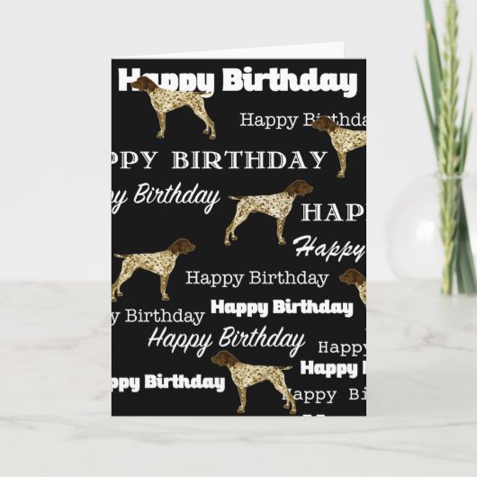 Carte German Shorthaired Pointer, Birthday Card, GSP BLK (Devant)