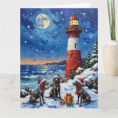 Carte German Shorthaired Pointer Christmas Lighthouse (Devant)
