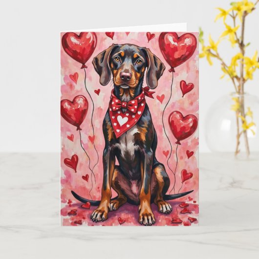 Carte German Shorthaired Pointer Valentine’s Day (Fleur jaune)