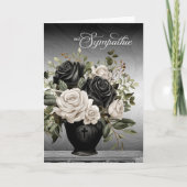 Carte German Sympathy Vase of Black and White Roses (Devant)