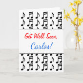 Carte "Get Well Bientôt" + Grille de notes musicales (Fleur jaune)