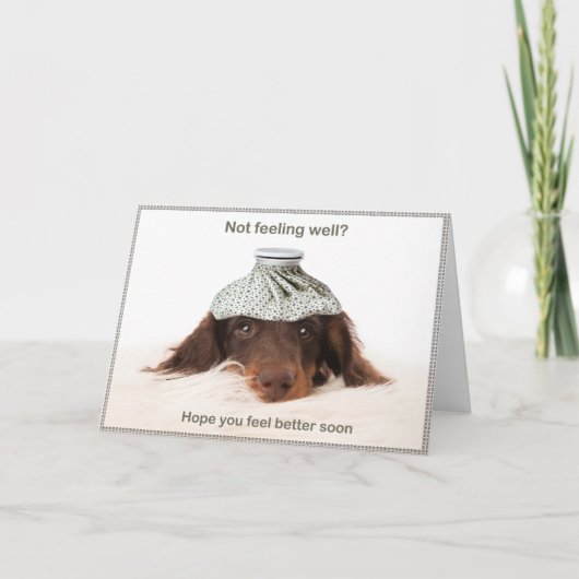 Carte Get well card with a dachshund hound dog (Devant)