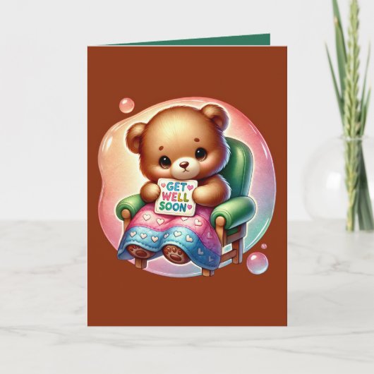 Carte Get well soon bear add message  (Devant)