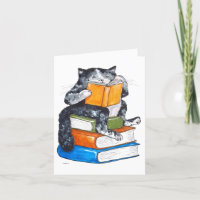 Carte Get Well Soon - chat avec livres