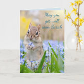 Carte Get well soon chipmunk theme (Fleur jaune)