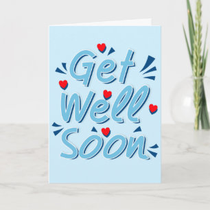 Carte Get Well Soon Greeting Card - Ligh Blue Typography