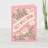 Carte Get Well Soon Pink Soft Pastel Floral Banner (Devant)