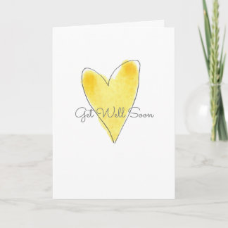 Carte Get Well Soon Yellow Watercolor Heart Love