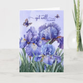 Carte Get Well with a Purple Iris Garden and Butterflies (Devant)