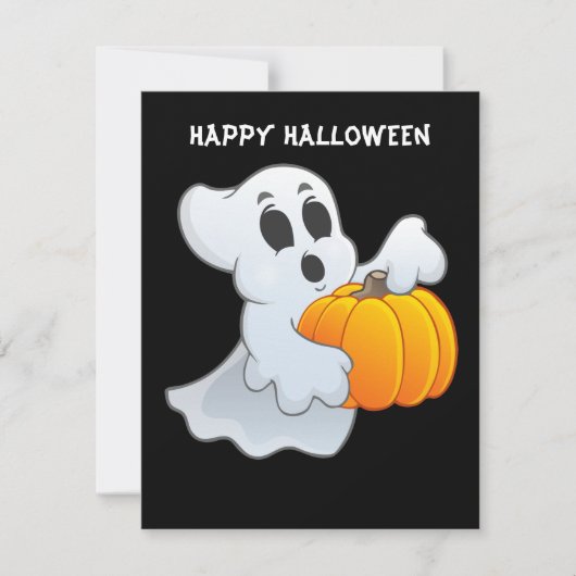 Carte Ghost animé mignon avec Citrouille (Devant)