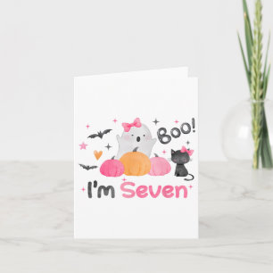Carte Ghost Boo I'm Seven 7 Year Old Halloween Kids 7th