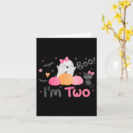 Carte Ghost Boo I'm Two 2 Year Old Halloween Kids 2nd Bi (Fleur jaune)