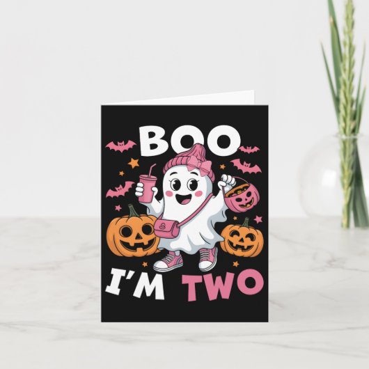 Carte Ghost Boo Je suis deux enfants de 2e anniversaire (Devant)