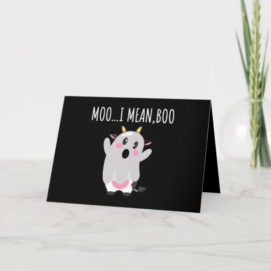 Carte Ghost Cow Moo I Signifie Boo Halloween Cadeau (Devant)