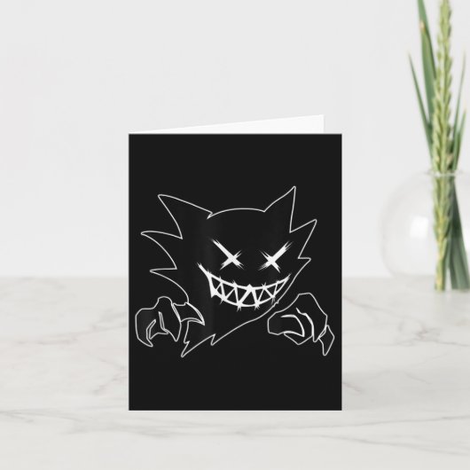 Carte Ghost Demon Sketchy Blackwork Tattoo Flash (Devant)