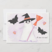 Carte Ghost mignon avec chauves-souris et bonbons (Devant)
