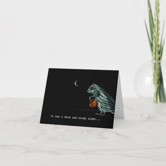 Carte Ghost Rat on WIndy Halloween Night Note Card (Devant)
