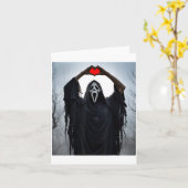 Carte Ghost Red Heart Hands Y Face Halloween Valentines  (Fleur jaune)