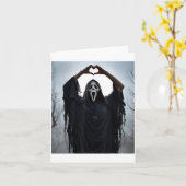 Carte Ghost Red Heart Hands Y Face Halloween Valentines  (Fleur jaune)
