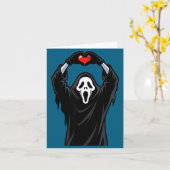 Carte Ghost Red Heart Hands Y Face Halloween Valentines (Fleur jaune)