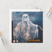 Carte Ghost Wish Happy Halloween personnalisé (Devant/Arrière en situation)