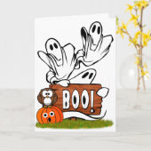 Carte Ghosts et Pals Halloween conviviaux (Fleur jaune)