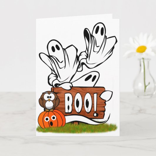 Carte Ghosts et Pals Halloween conviviaux (Petite plante)