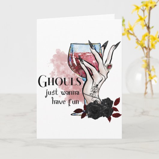 Carte Ghouls veut juste s'amuser Halloween (Fleur jaune)