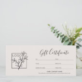 Carte Gift Certificate Logo Photo Modern Off-White (Debout devant)