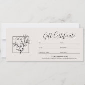 Carte Gift Certificate Logo Photo Modern Off-White (Devant)