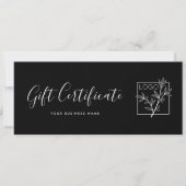 Carte Gift Certificate Logo Script Minimalist Black (Devant)